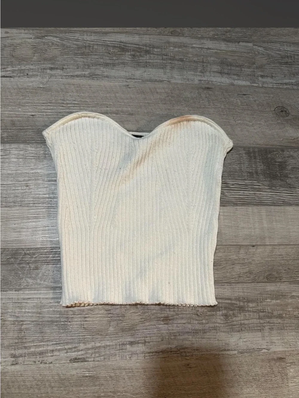 Women’s Cream Ribbed Strapless Bustier Top